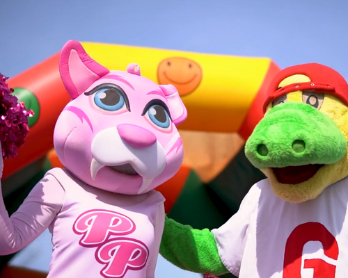 Grunty and Pom Pom Caravan Park Mascots