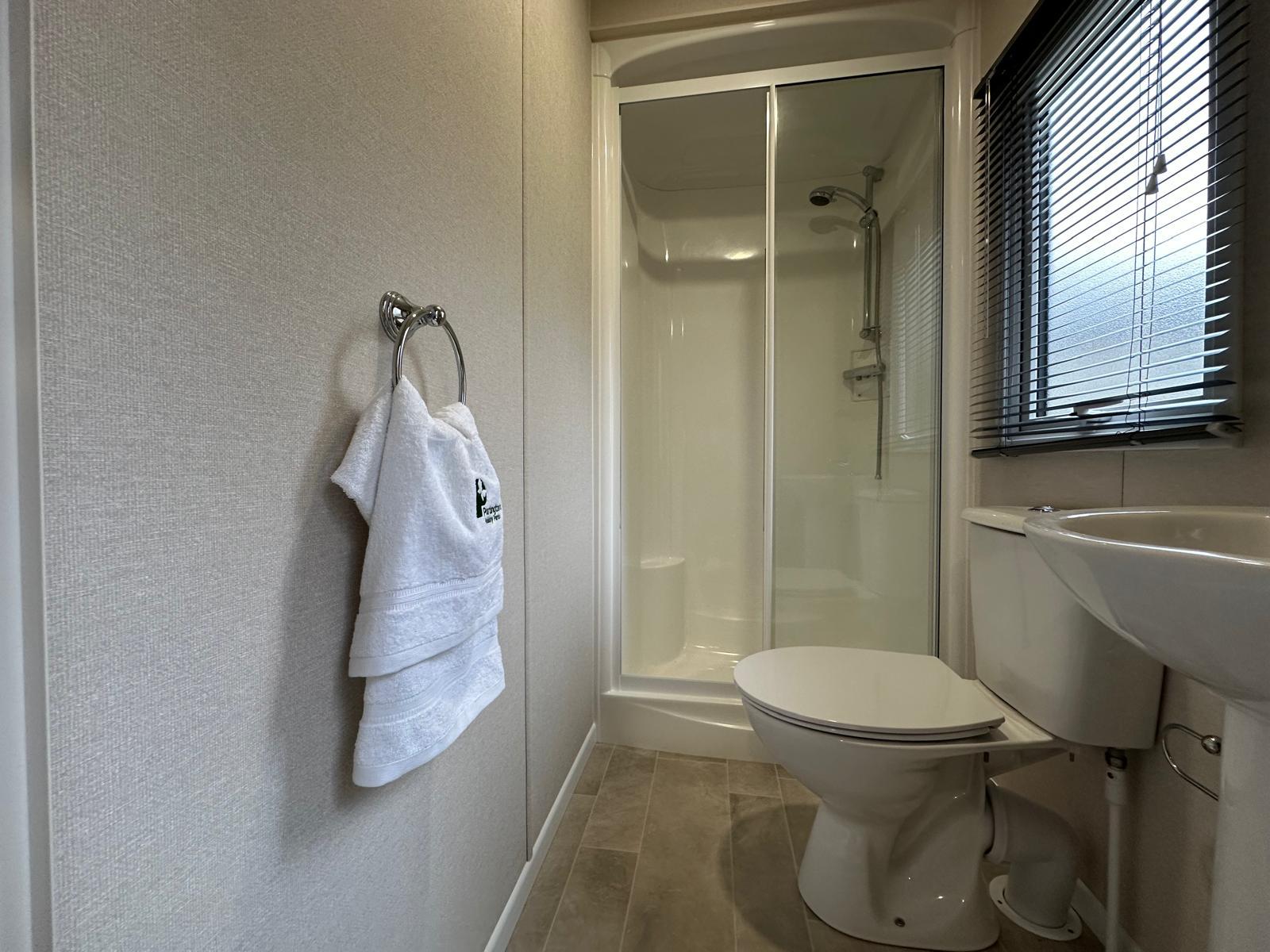 Family bathroom in the ABI Coworth caravan at Windy Harbour Holiday Park