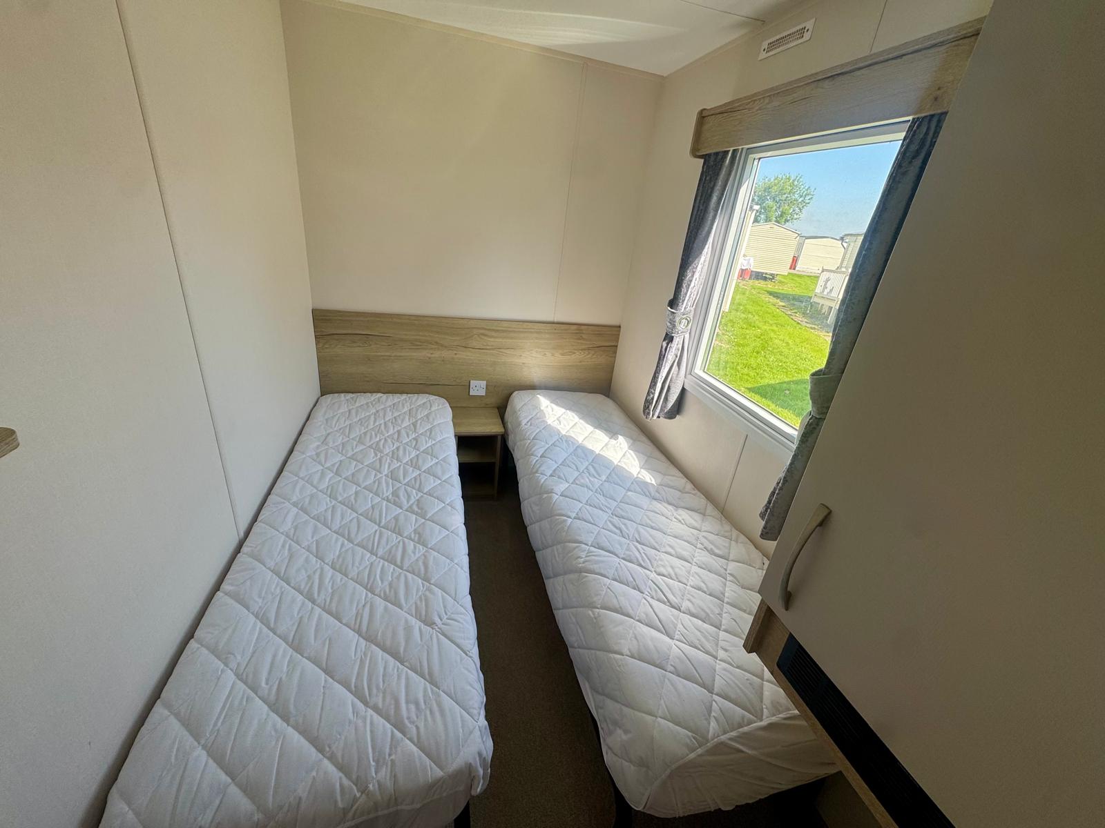 Twin bedroom in the ABI Horizon 2019 caravan at Windy Harbour Holiday Park
