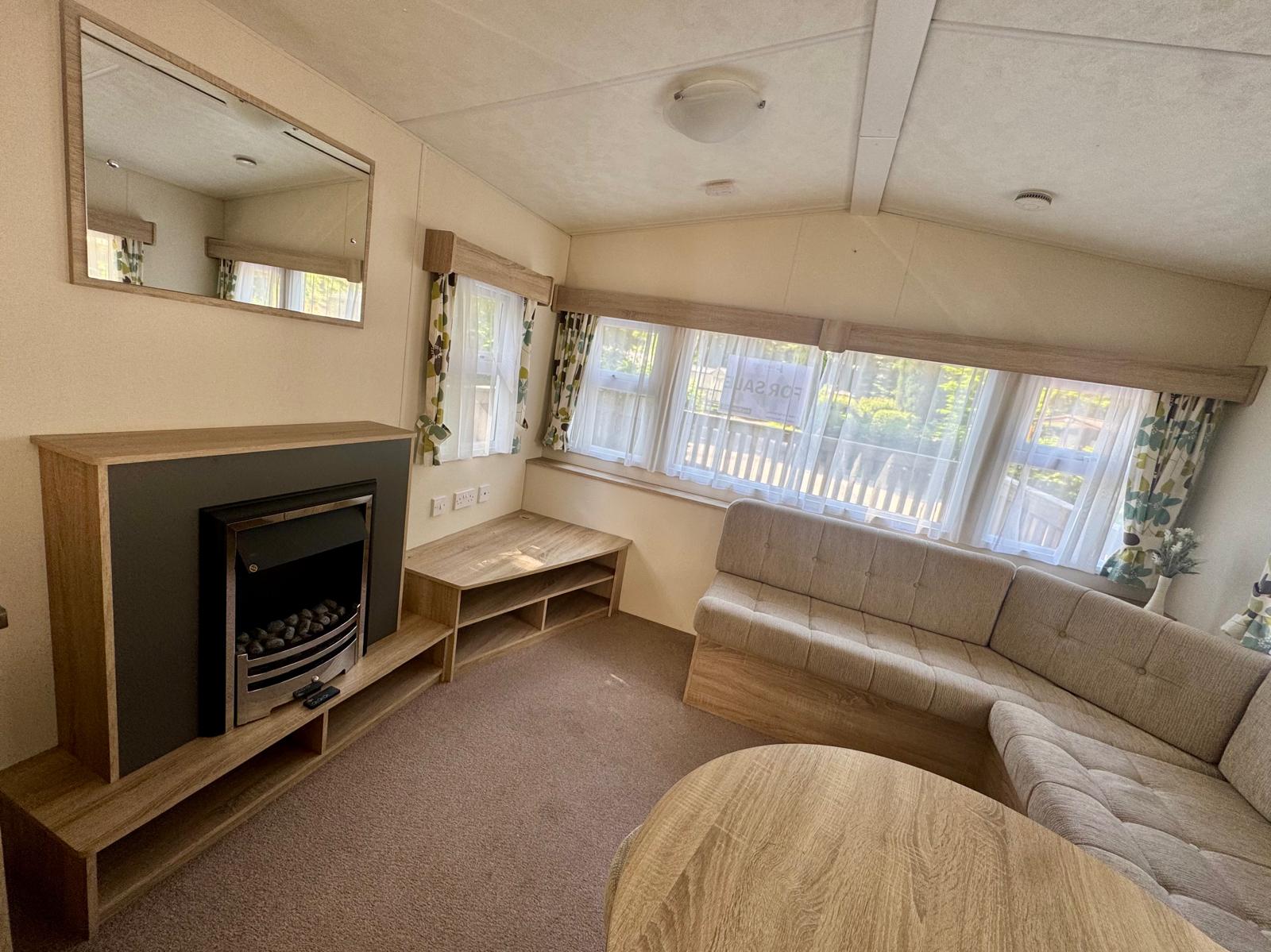 Living area in the Delta Santana 2019 caravan at Black Beck Holiday Park