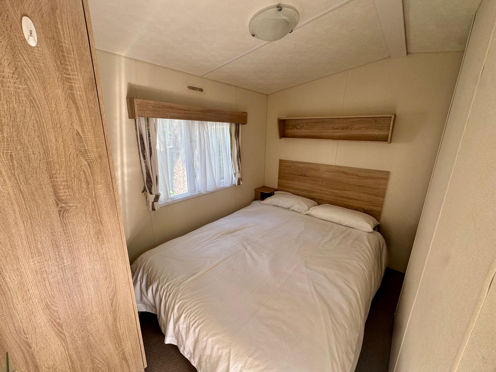 Master bedroom in the Delta Santana 2019 caravan at Black Beck Holiday Park