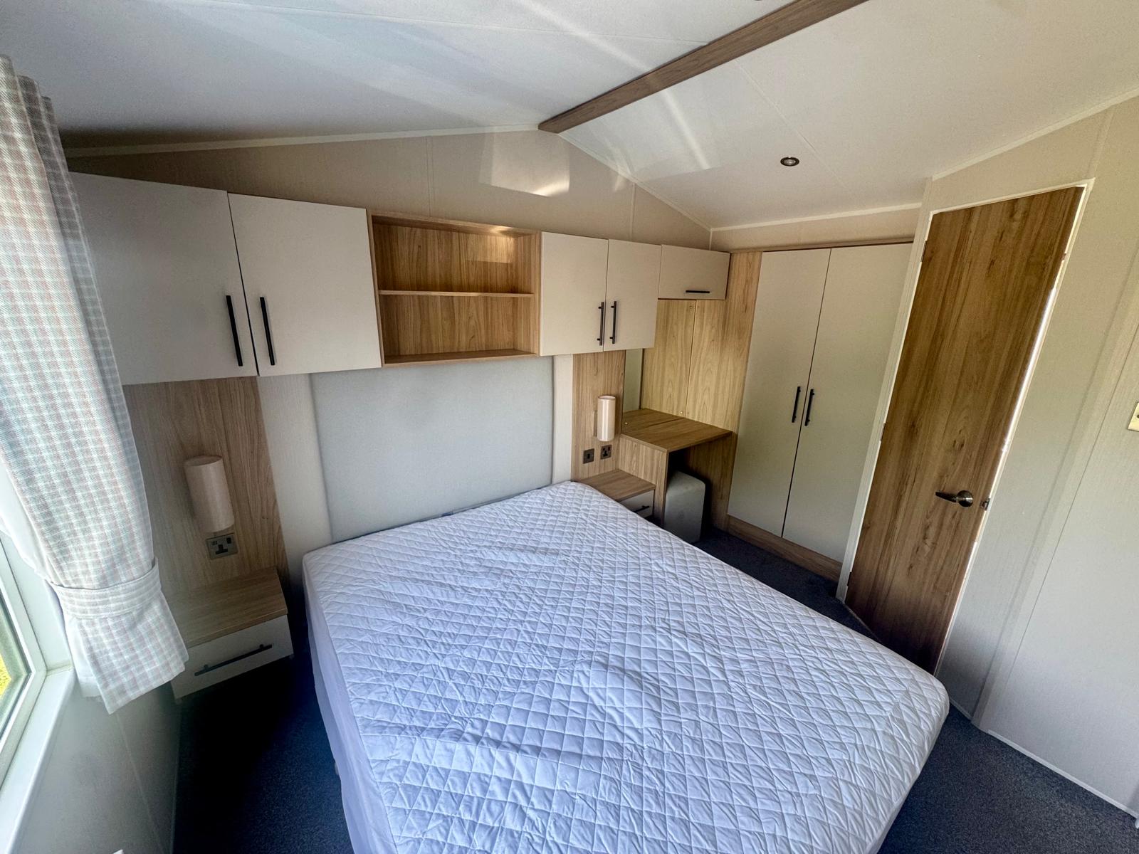 Master bedroom in the Willerby Manor 2023 at Windy Harbour Holiday Park