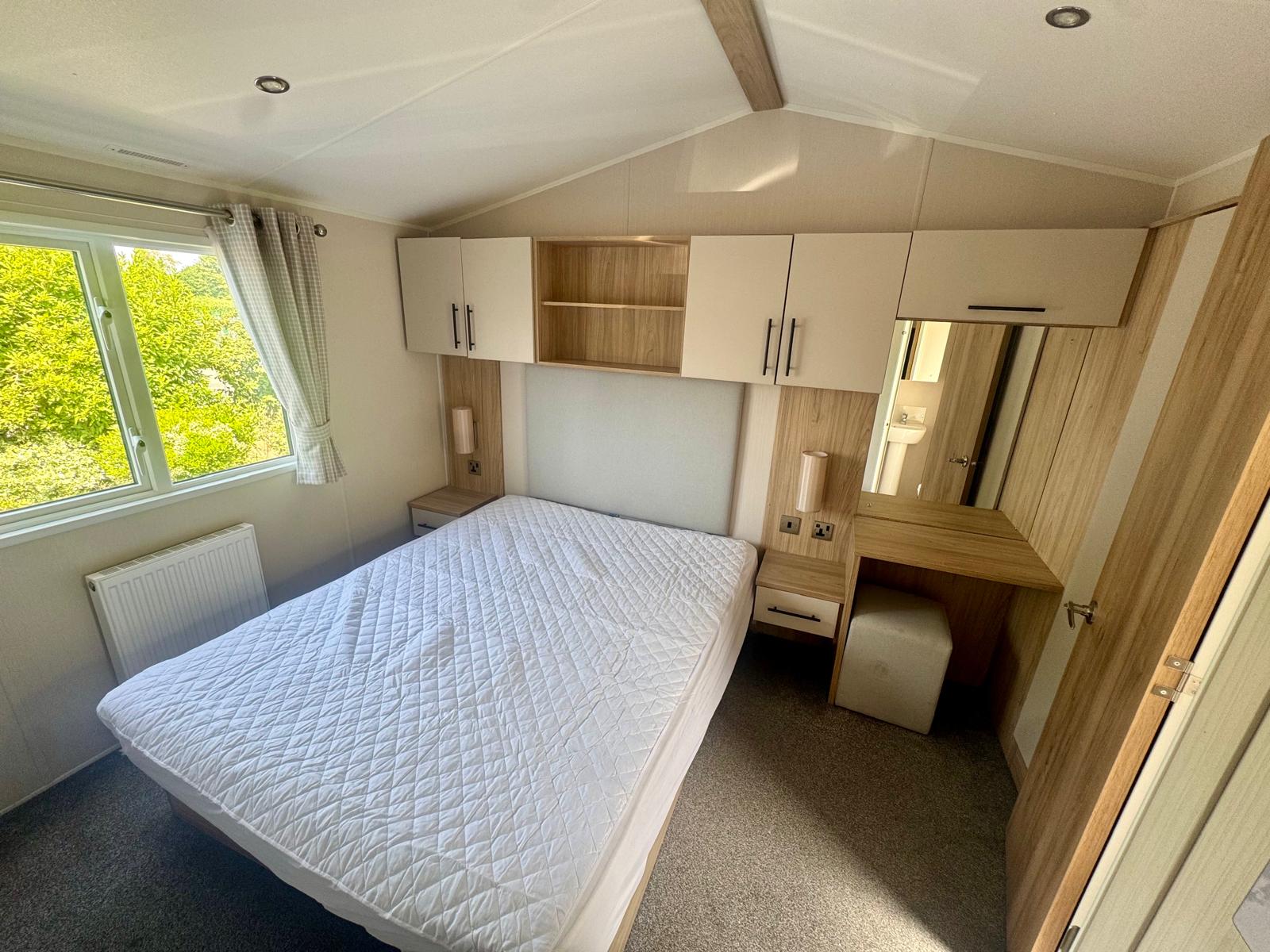 Master bedroom in the Willerby Manor 2023 at Windy Harbour Holiday Park