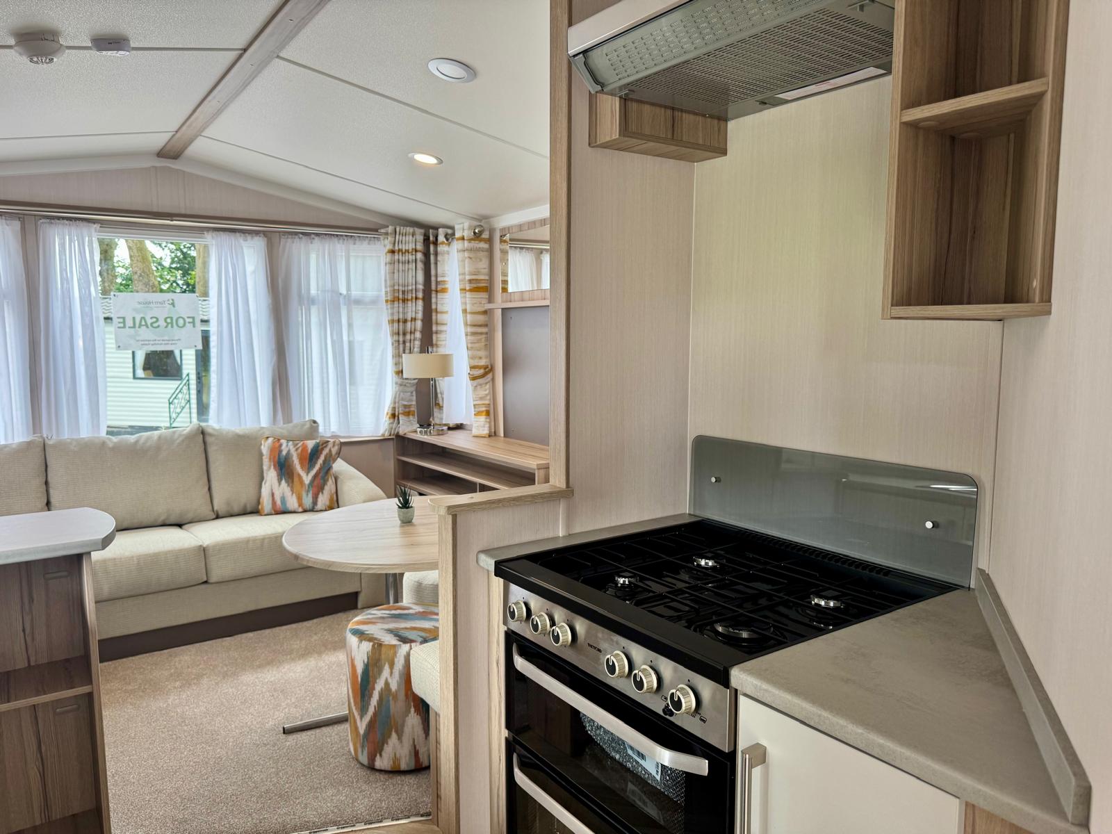 Gally kitchen and living area in the Swift Loire 2026 at Tarn House Holiday Park, Skipton