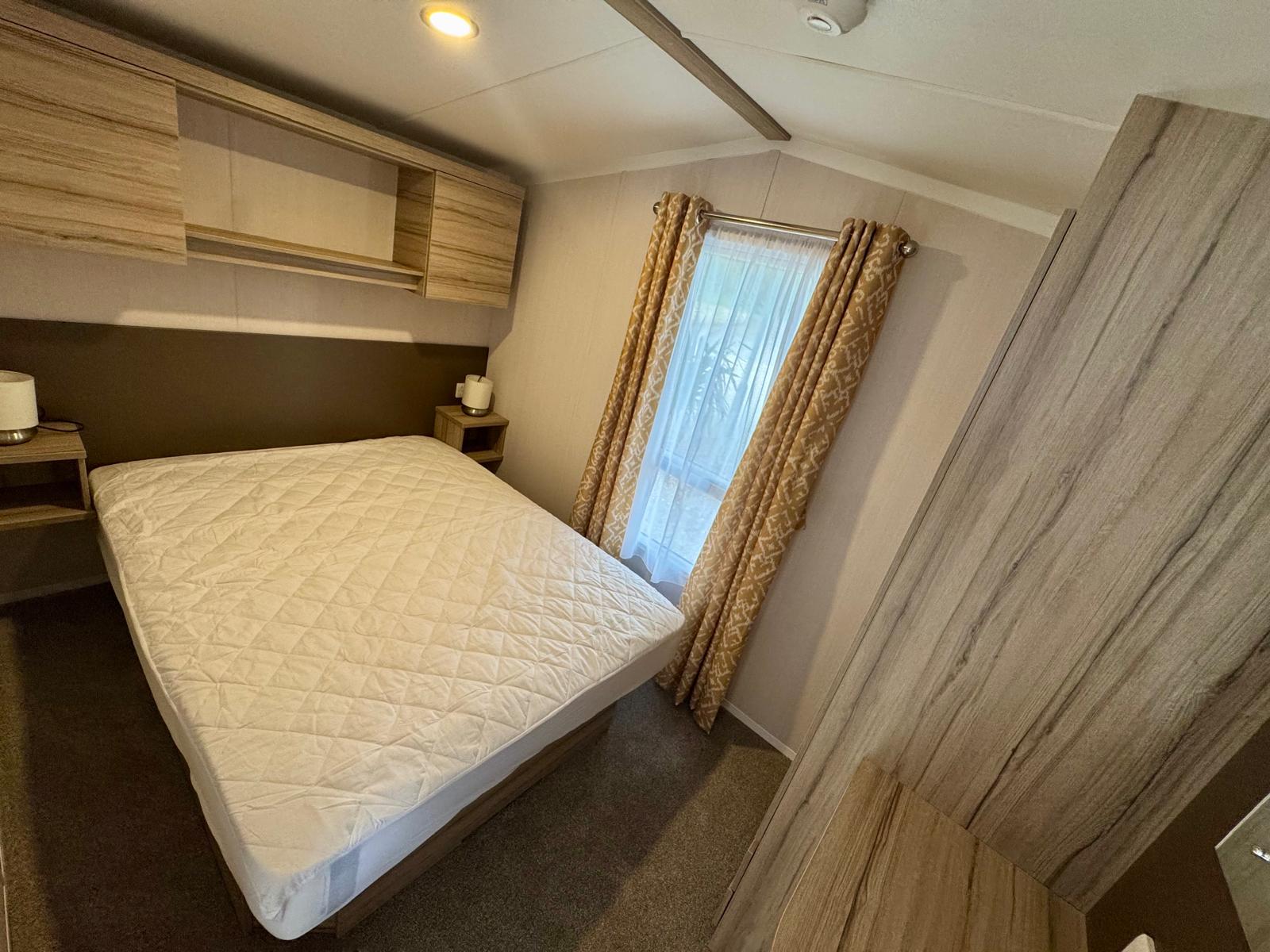 Master bedroom in the Swift Loire 2026 caravan at Tarn House Holiday Park Skipton