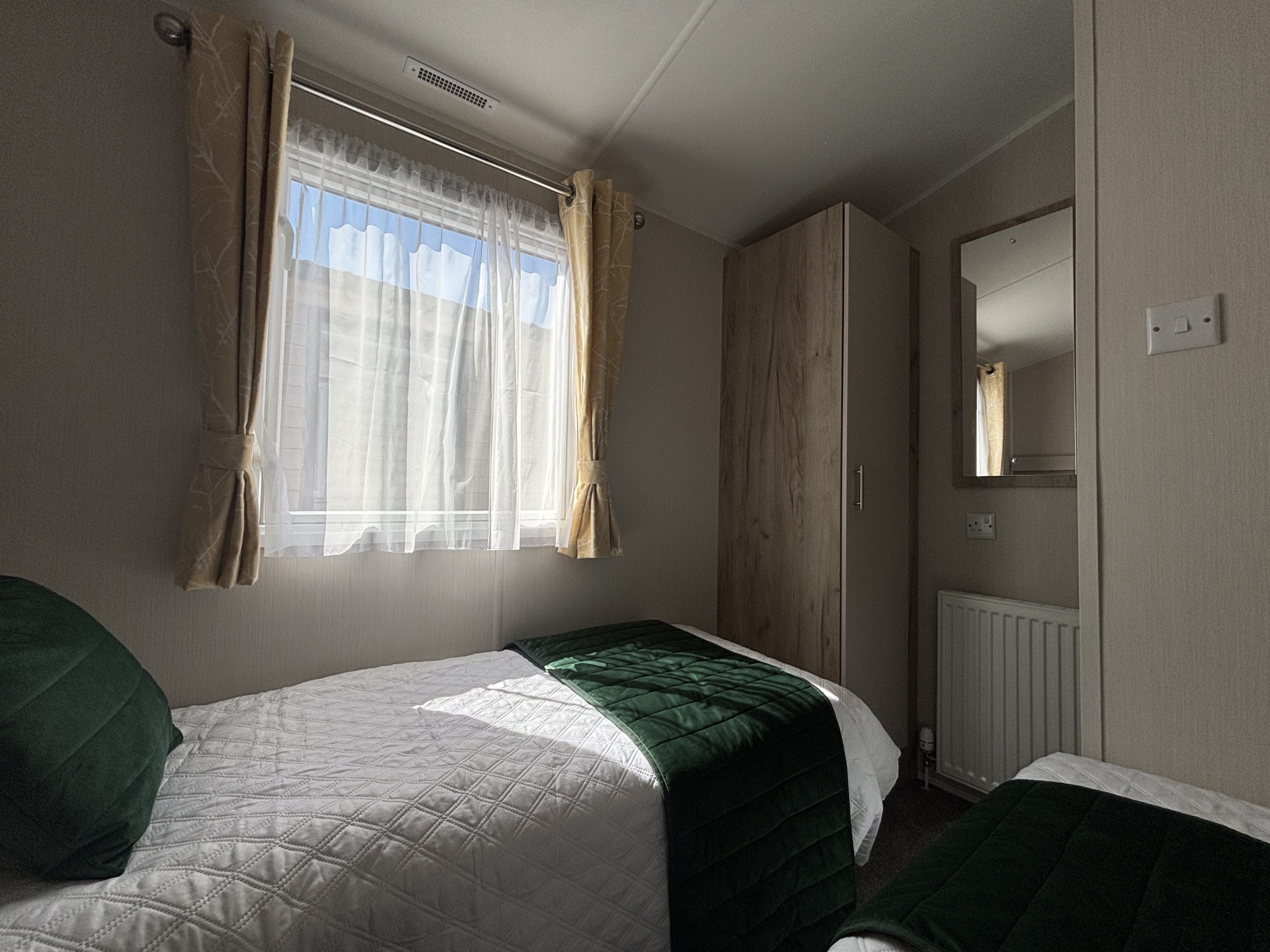 Twin bedroom in the Willerby Linwood 2022 caravan at Newton Hall Holiday Park