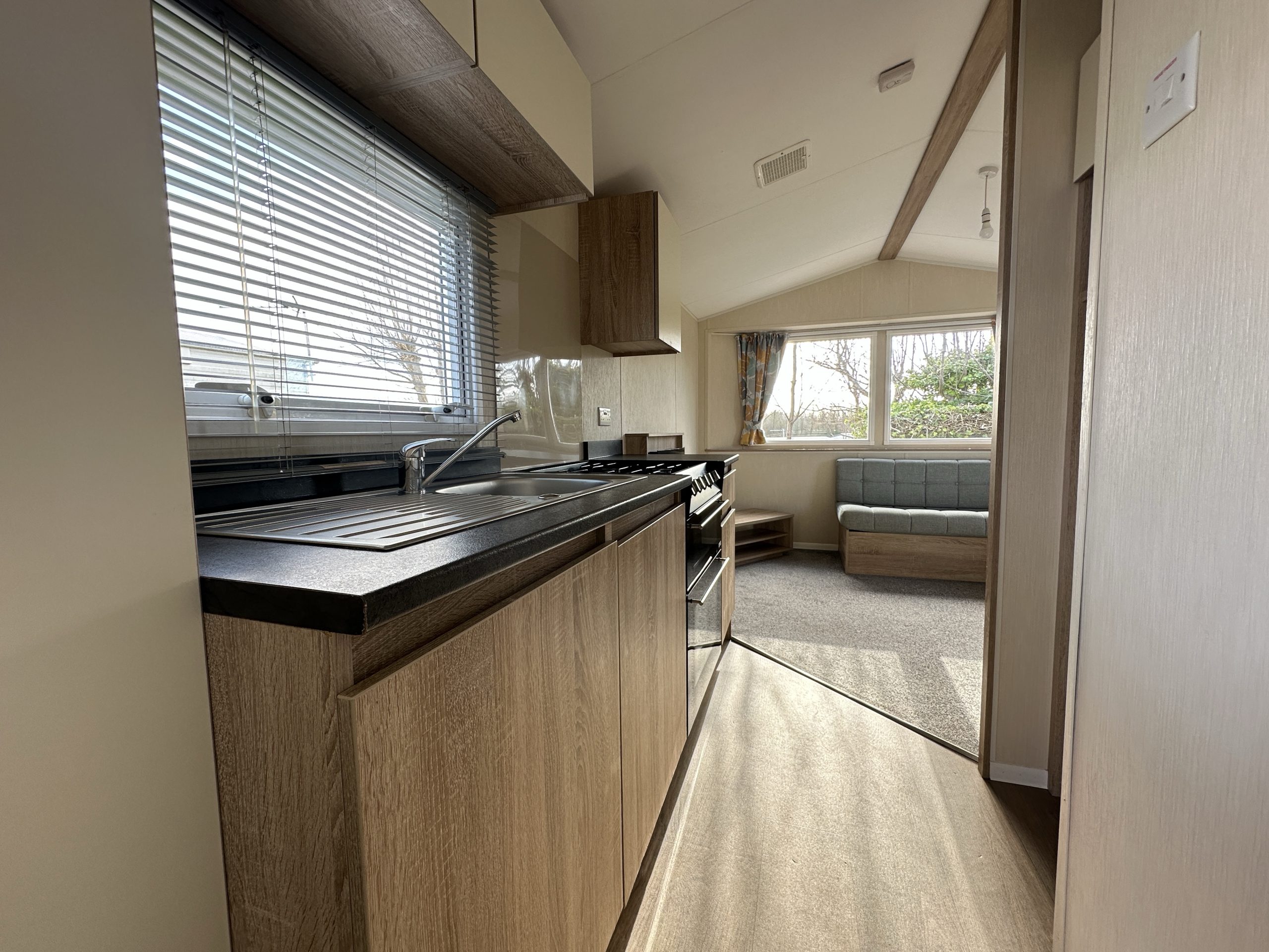 Kitchen area in the Willerby Mistral 2021 at Windy Harbour Holiday Park