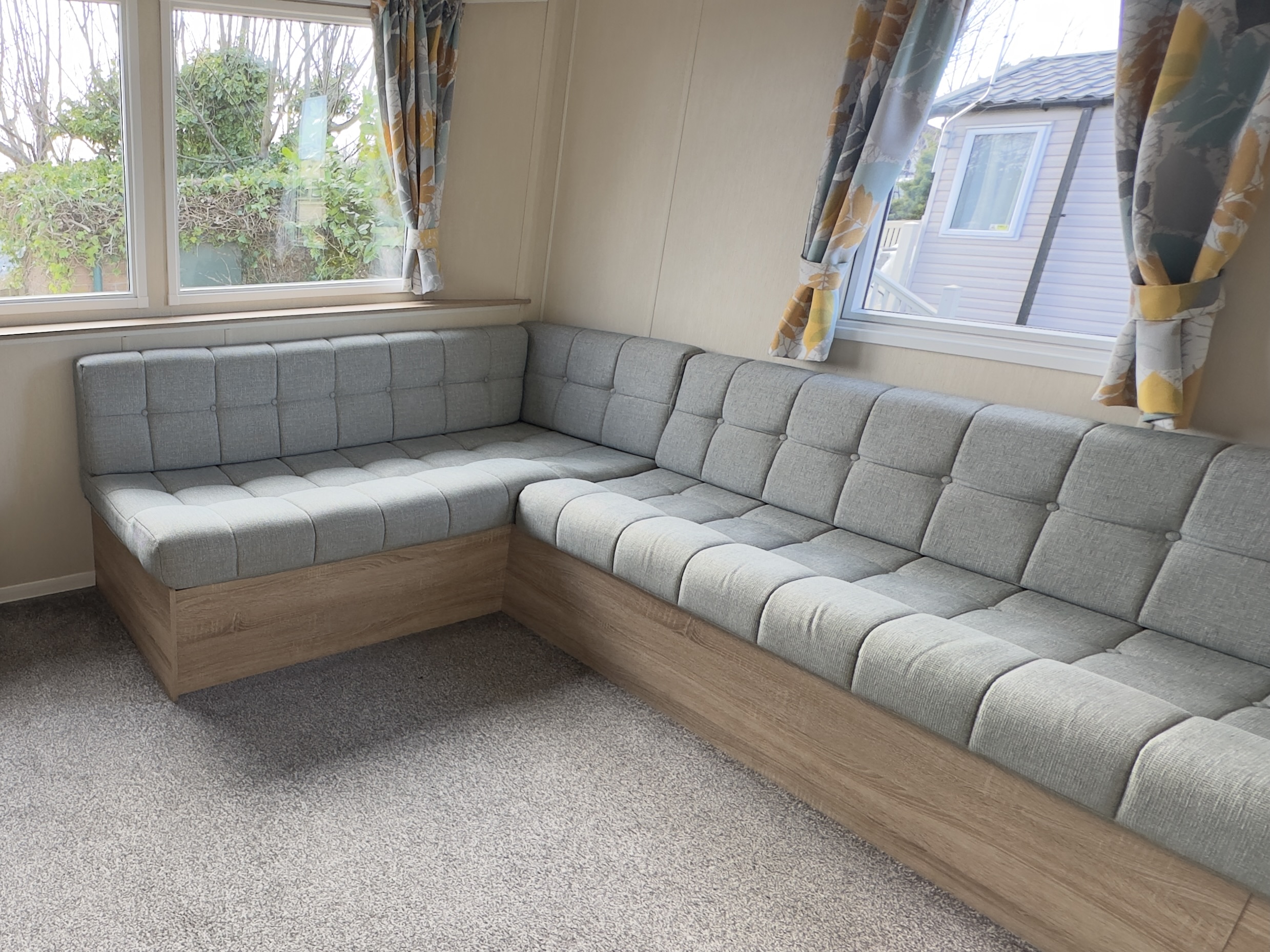 L shaped fitted sofa in the Willerby Mistral 2021 at Windy Harbour Holiday Park
