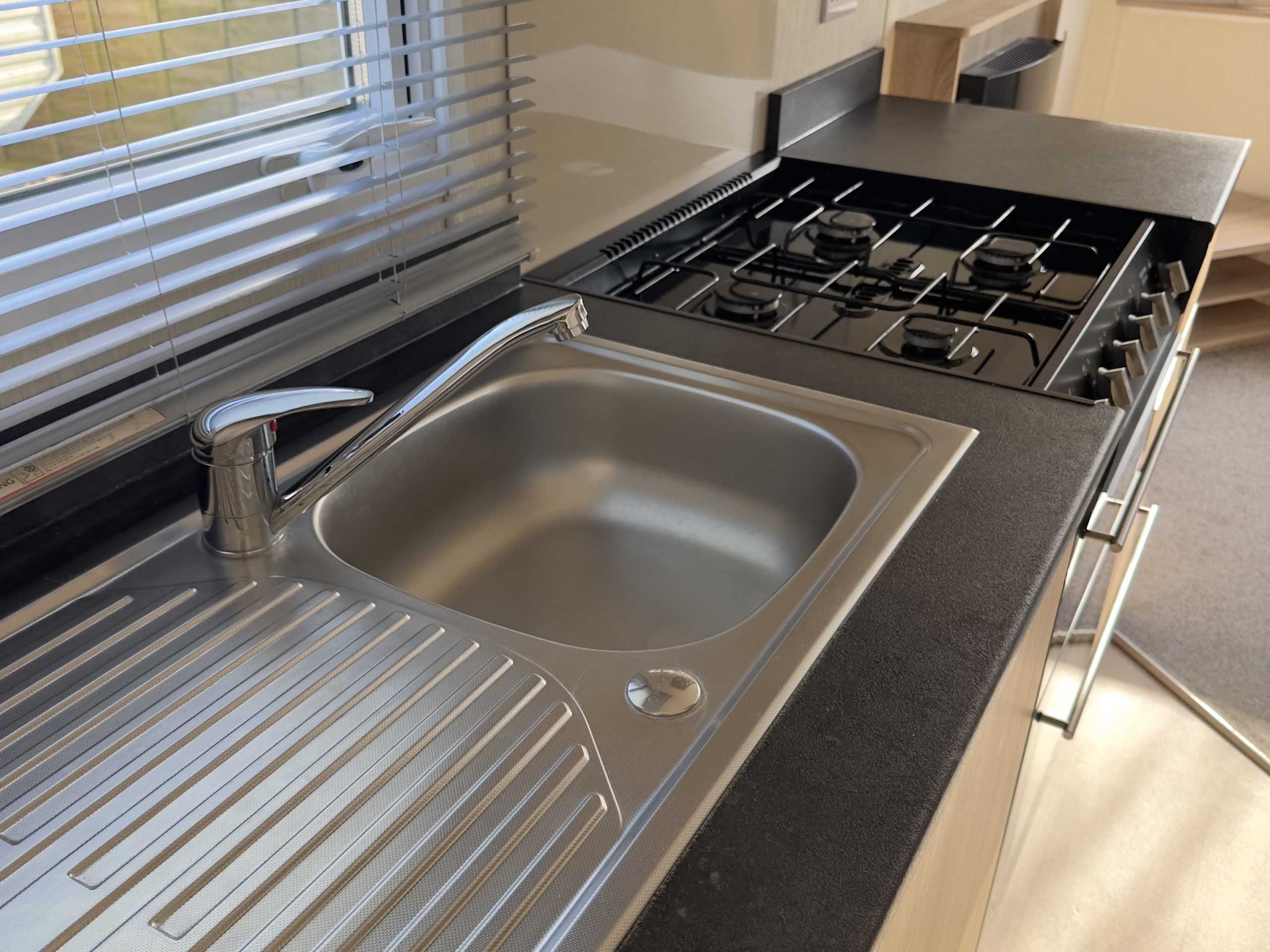 Stainless Steel sink in the Willerby Mistral 2021 caravan at Windy Harbour Holiday Park