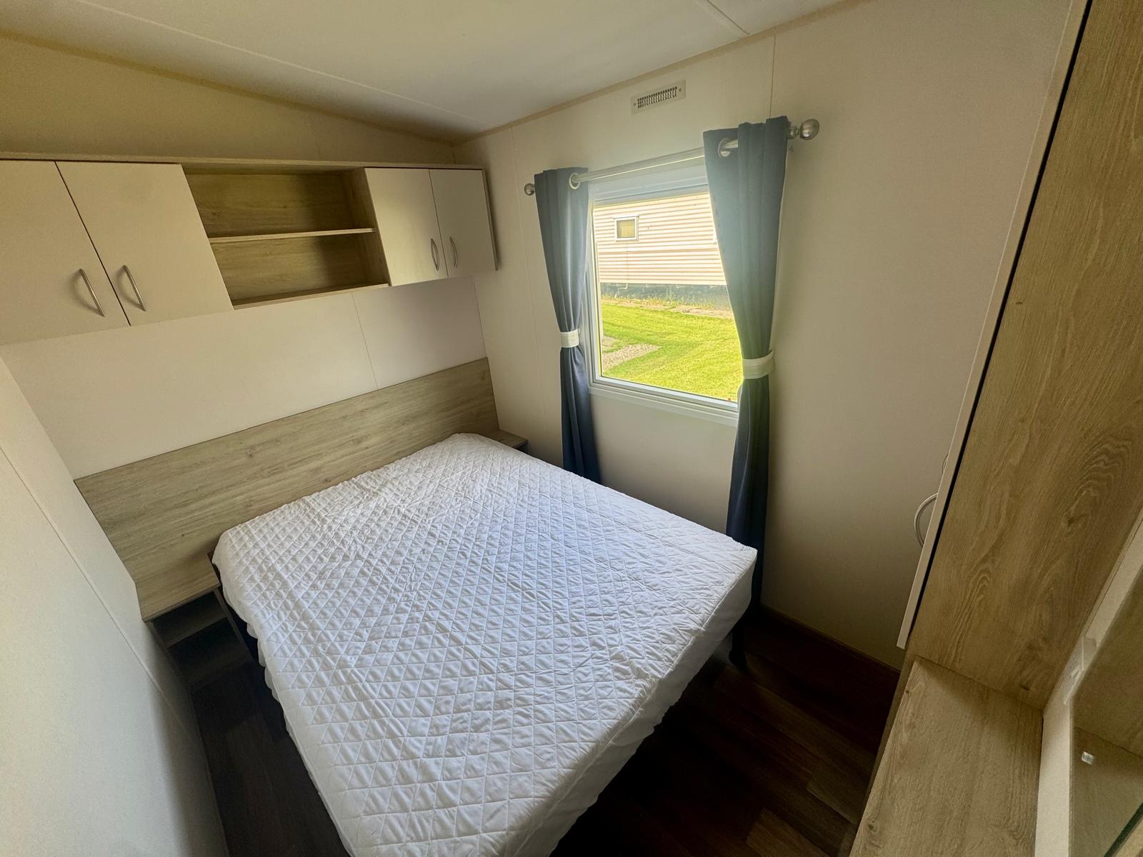 Master bedroom in the ABI Bowland 2018 caravan at Windy Harbour Holiday Park