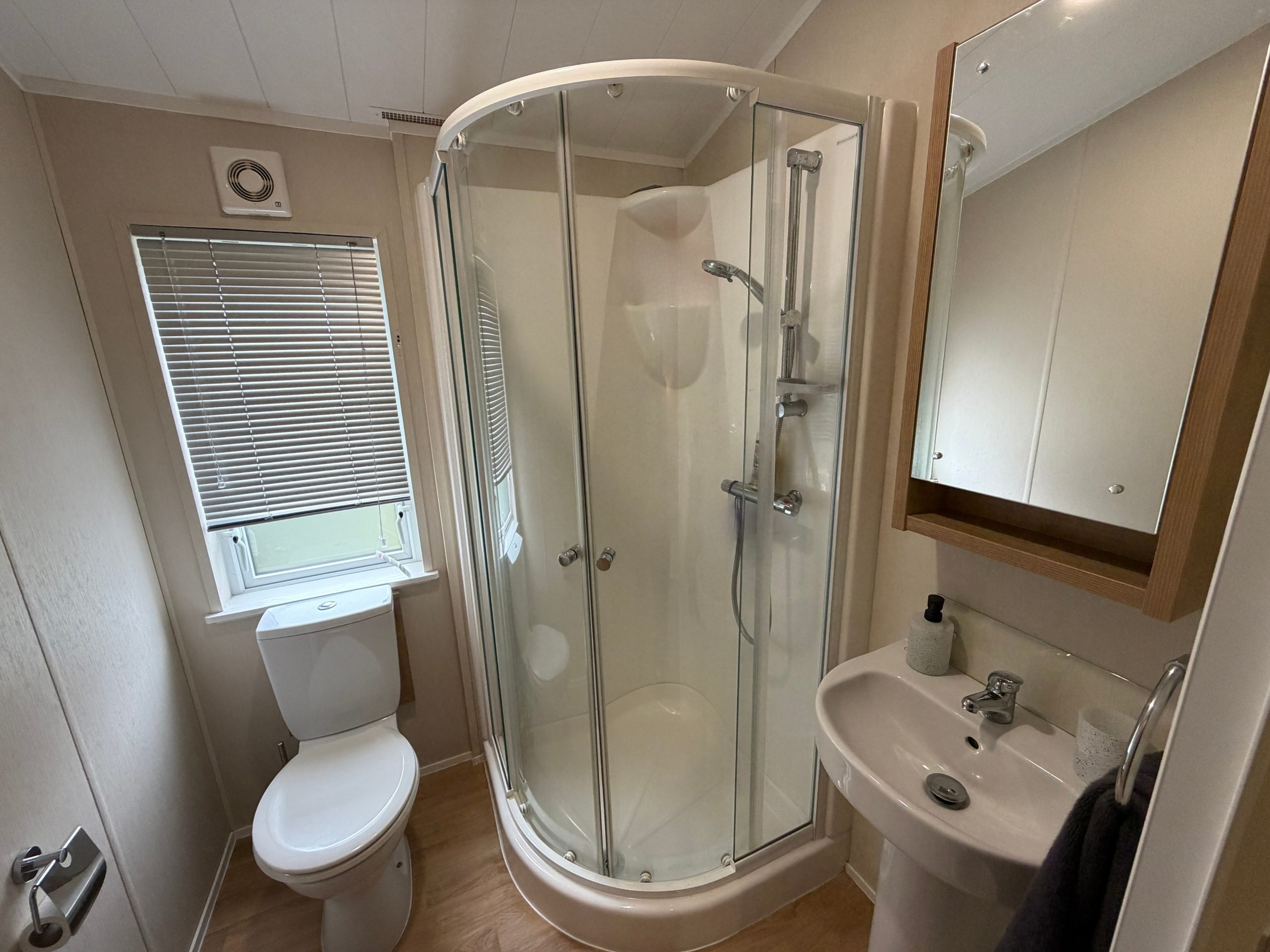 Image of the Master bedroom's ensuite in the Willerby Portland 2017 at Windy Harbour, a Partington's Holiday Park
