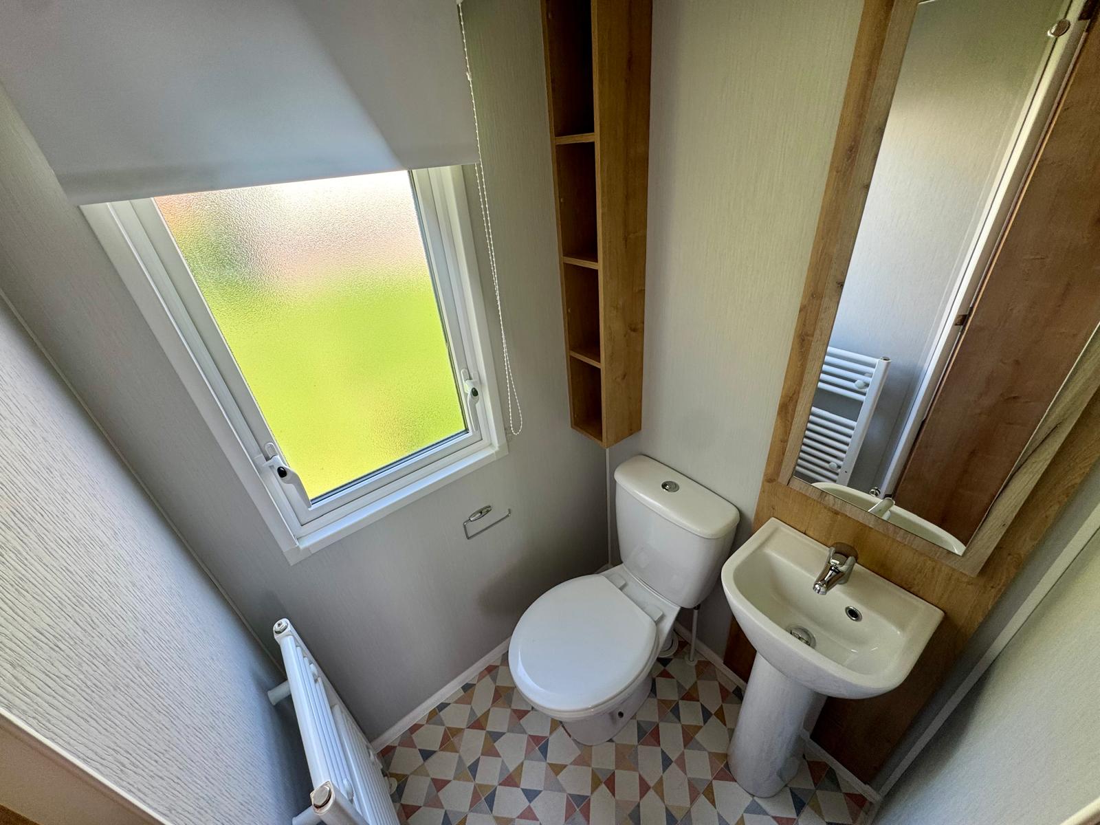 Master bathroom in the Willerby Sierra 2023 caravan at Tarn House Holiday Park