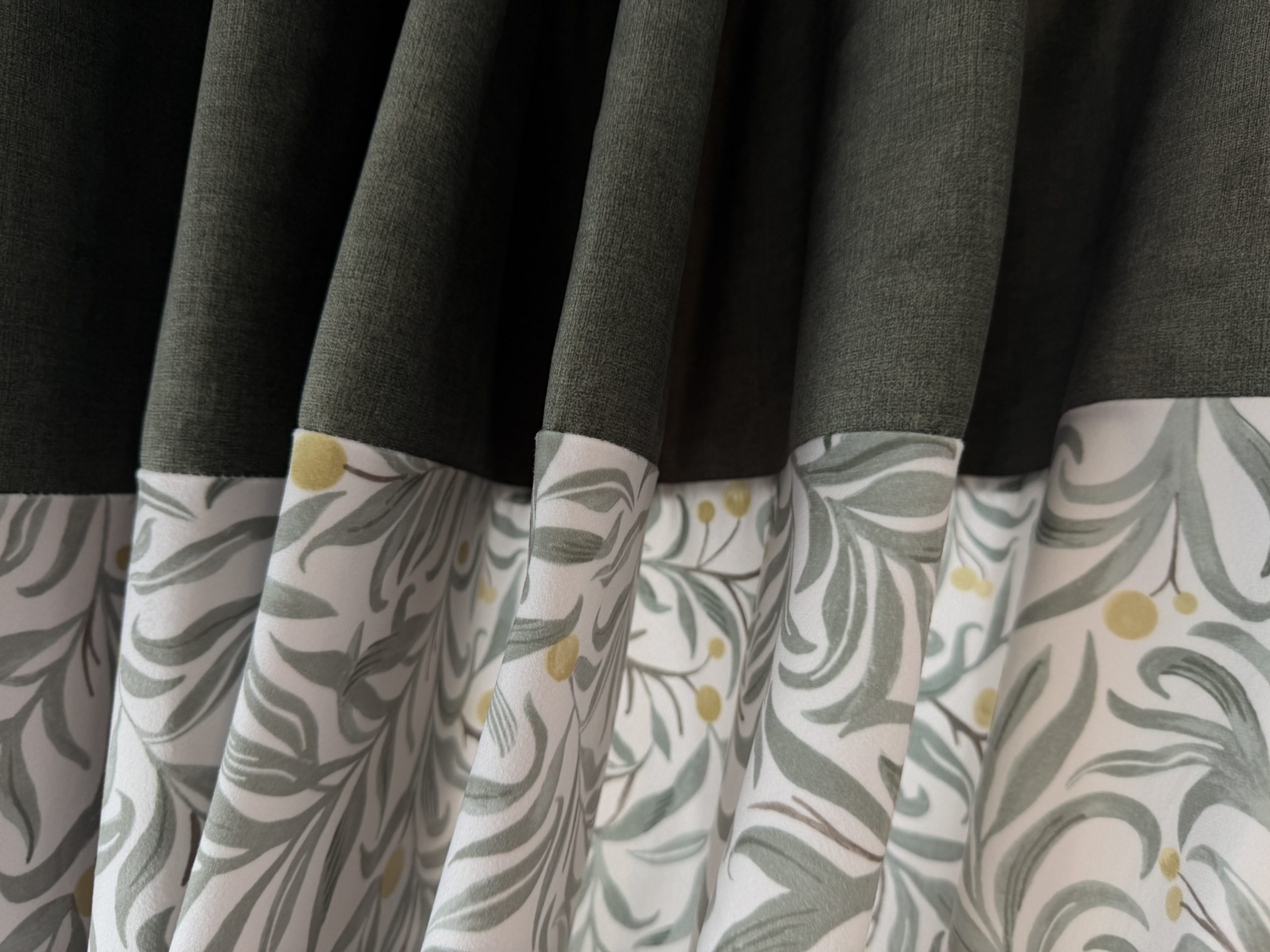 Detail shot of the living room curtains in the Swift Vendee Lodge 2026 at Broadwater Holiday Park, Partington's