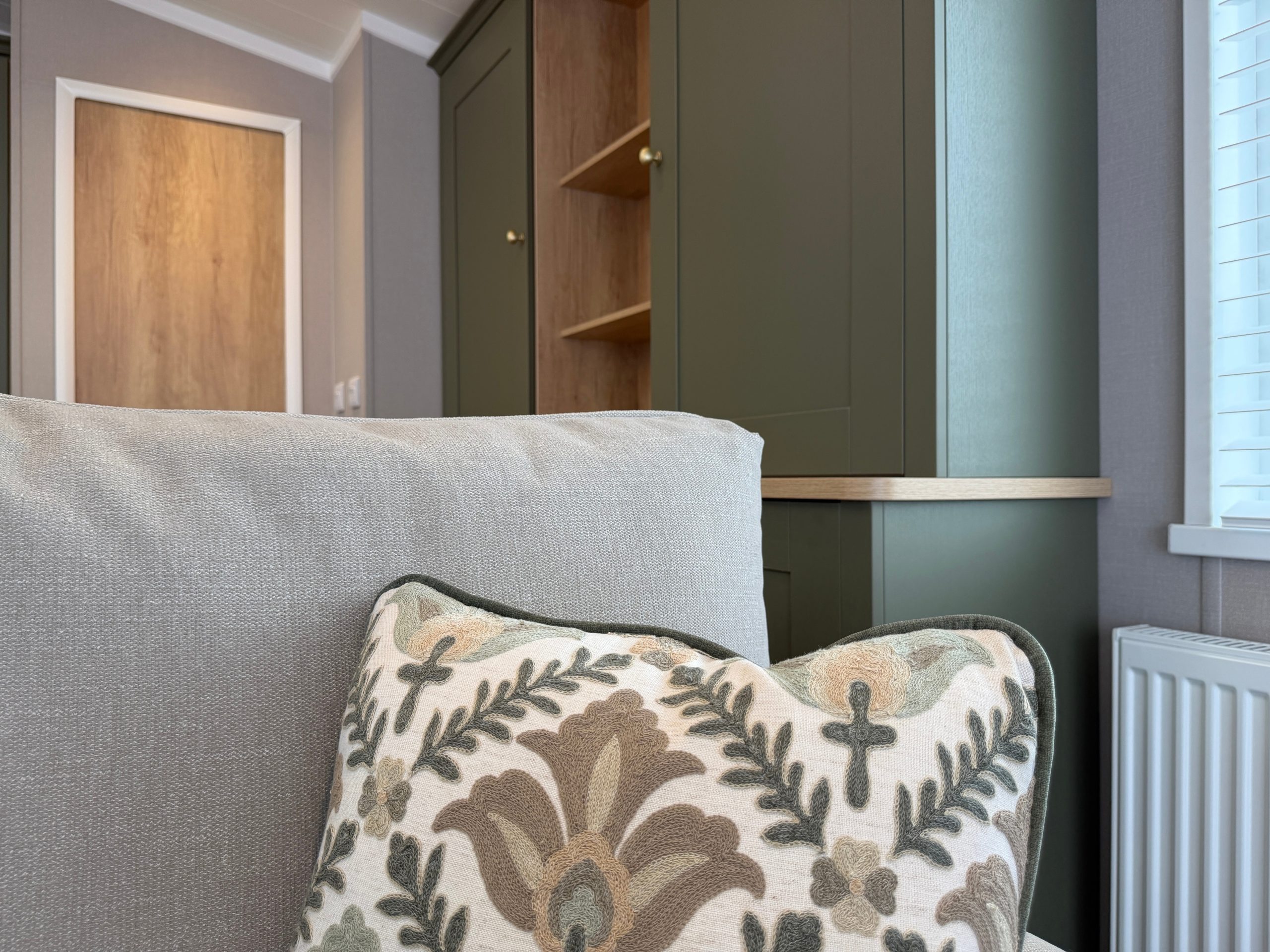 Detail image of the cushions in the Swift Vendee Lodge 2026 at Broadwater Holiday Park, Partington's