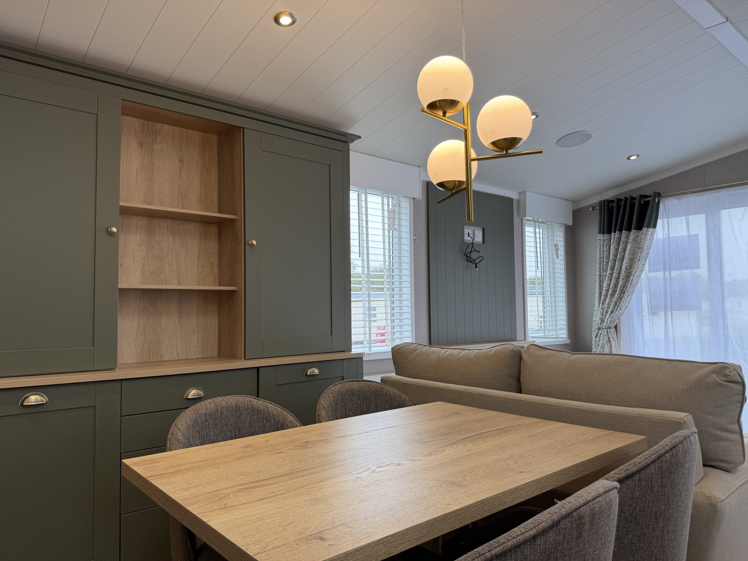 Photograph of the dining area in the Swift Vendee Lodge 2026 at Broadwater Holiday Park, Partington's