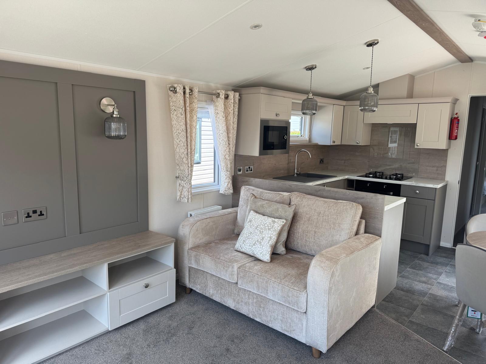 Living area in the Willerby Salisbury at Windy Harbour Holiday Park