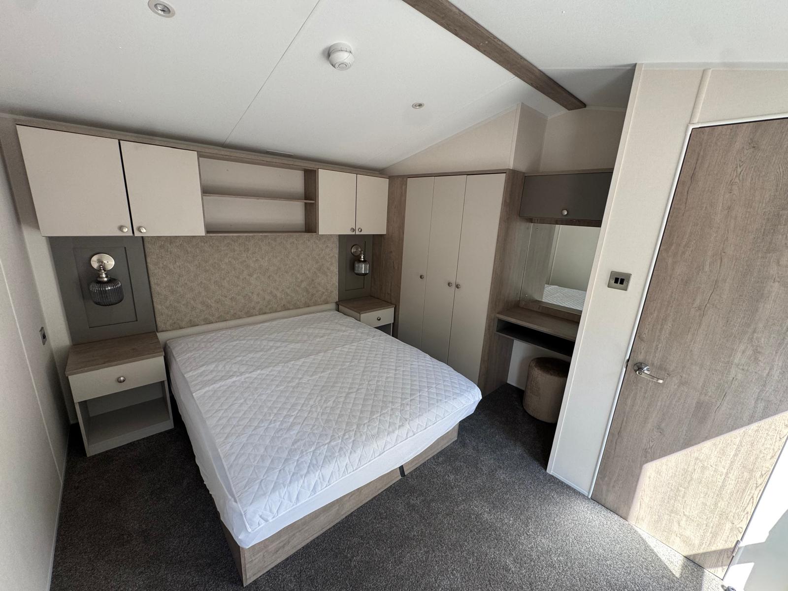 Master bedroom in the Willerby Salisbury at Windy Harbour Holiday Park