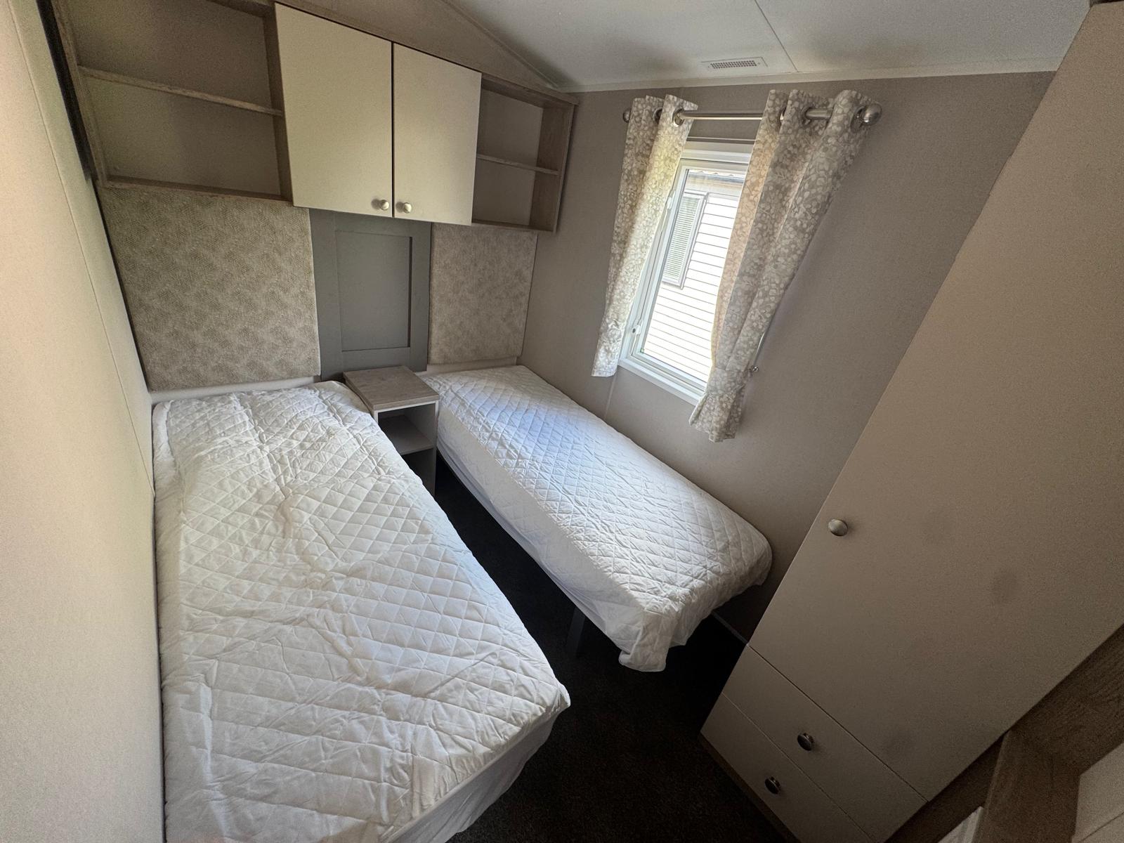 Twin bedroom in the Willerby Salisbury at Windy Harbour Holiday Park