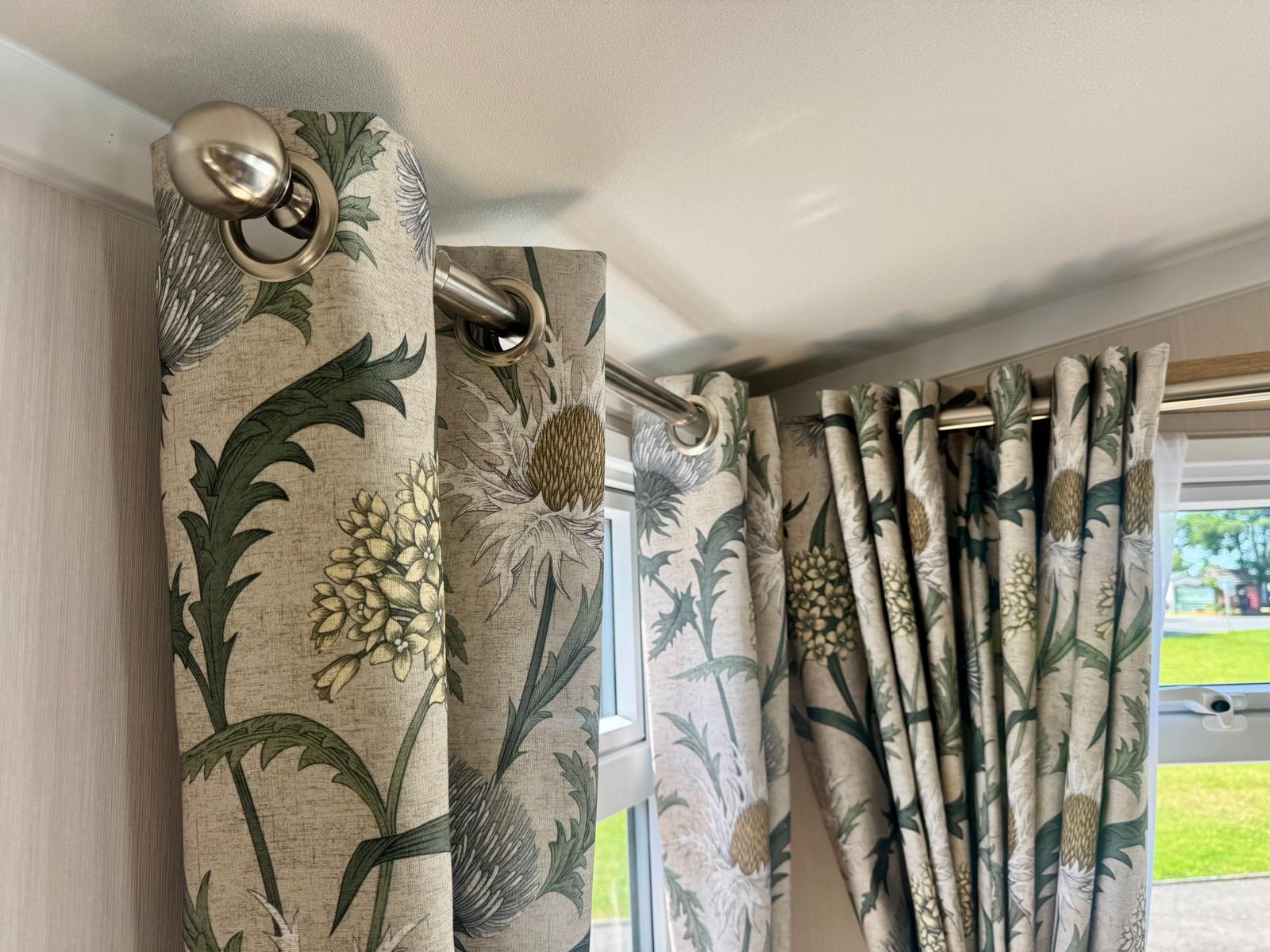 Curtain detail in the Swift Provence 2025 caravan at Windy Harbour Holiday Park