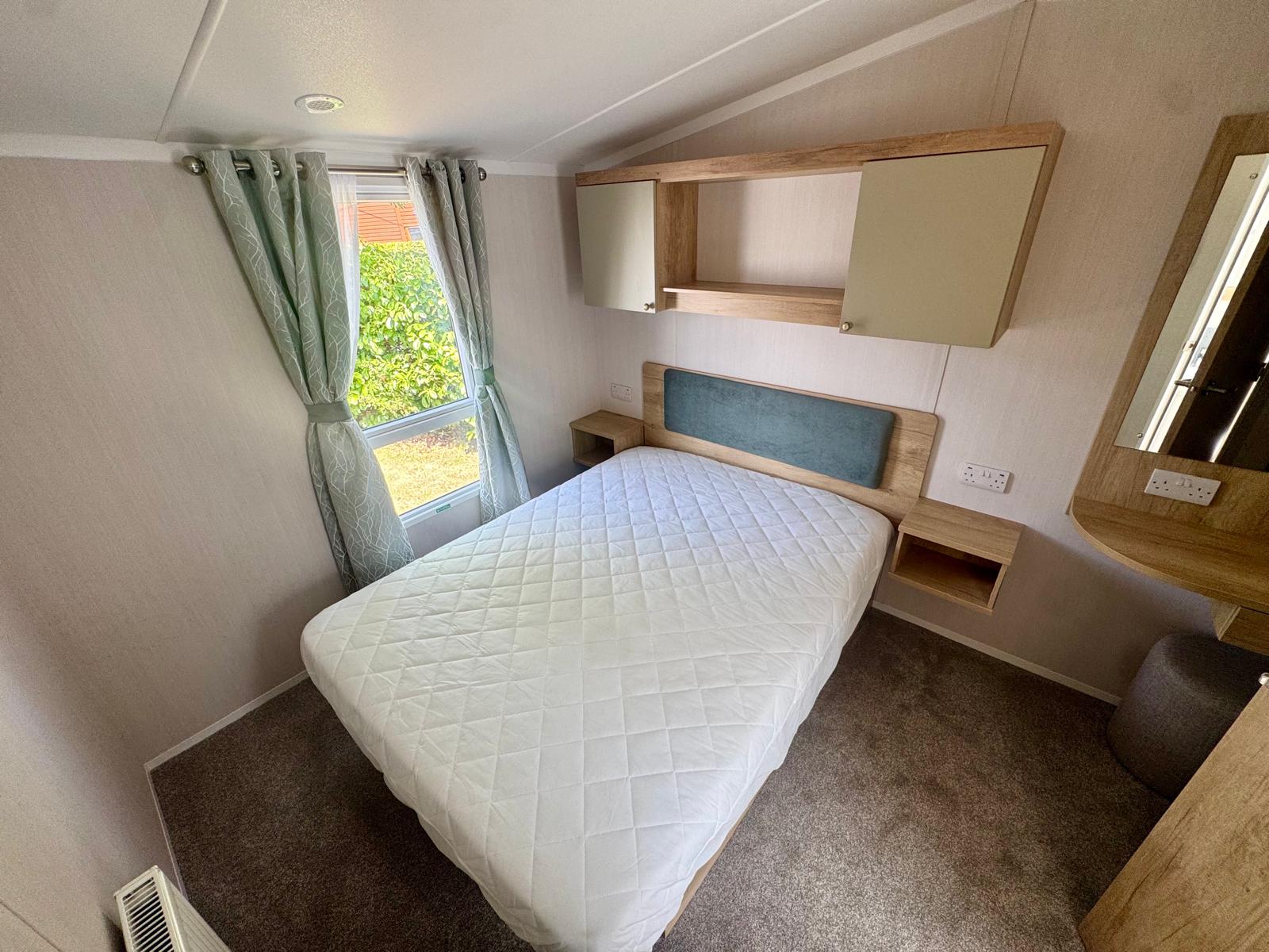 Master bedroom in the Swift Provence 2025 caravan at Windy Harbour Holiday park