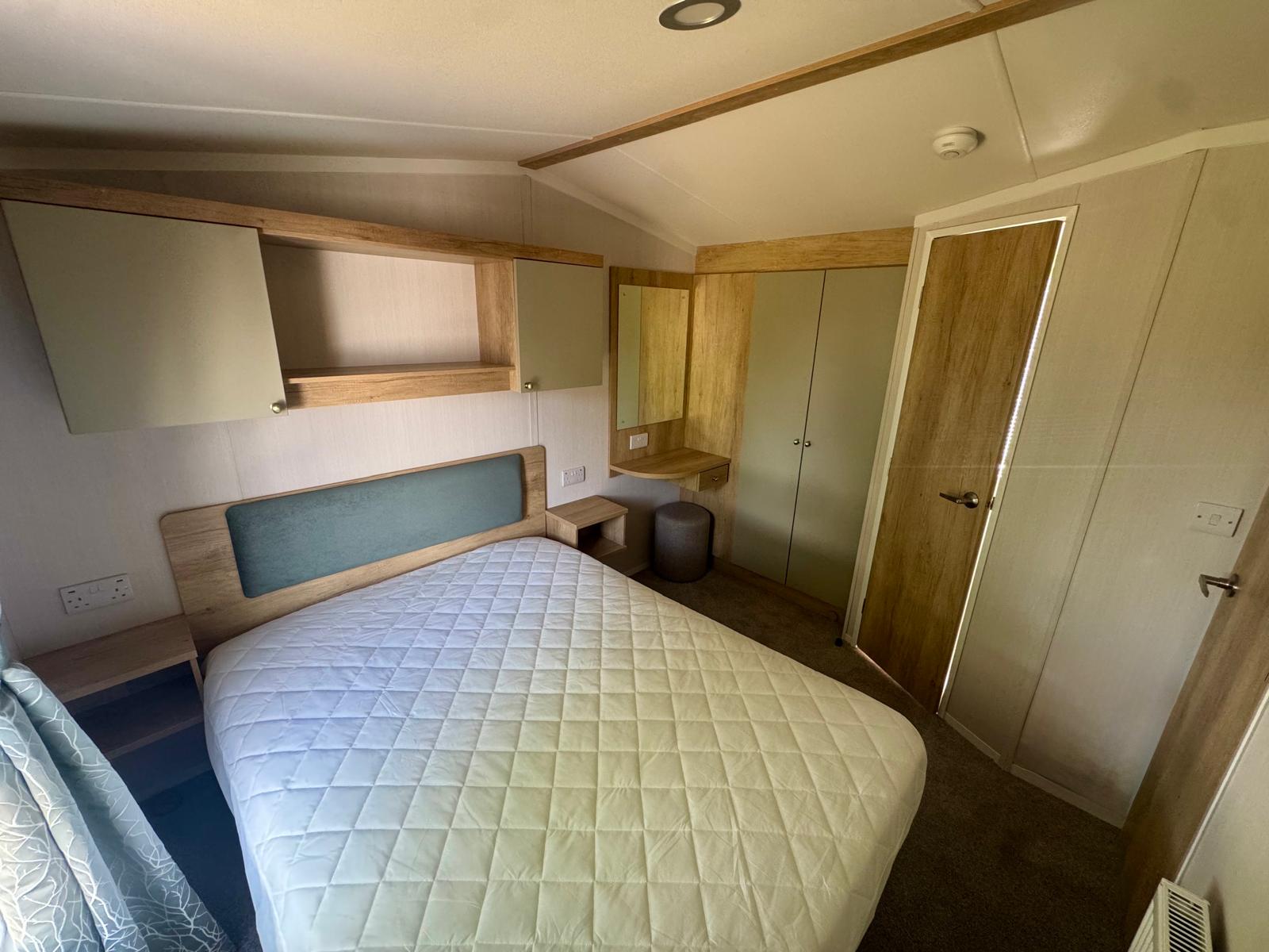 Master bedroom in the Swift Provence 2025 caravan at Windy Harbour Holiday park